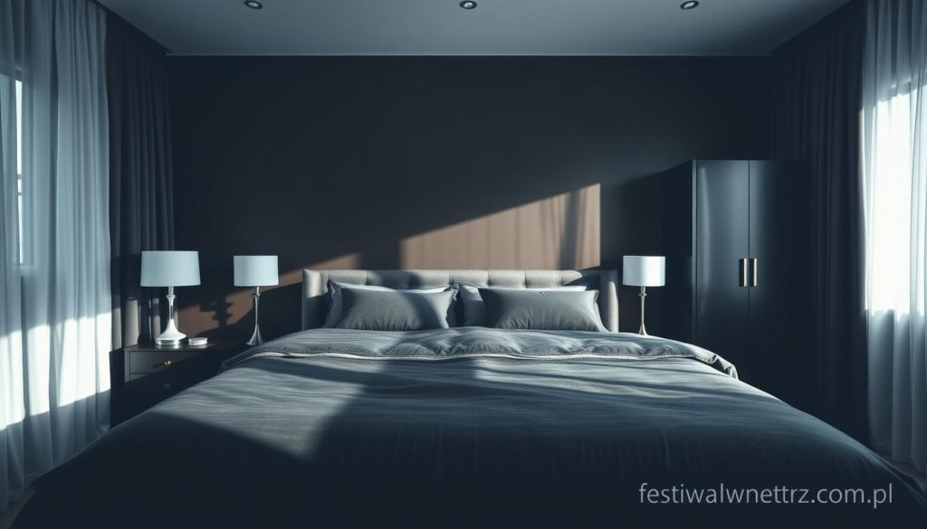 ciemne meble w aranżacji sypialni