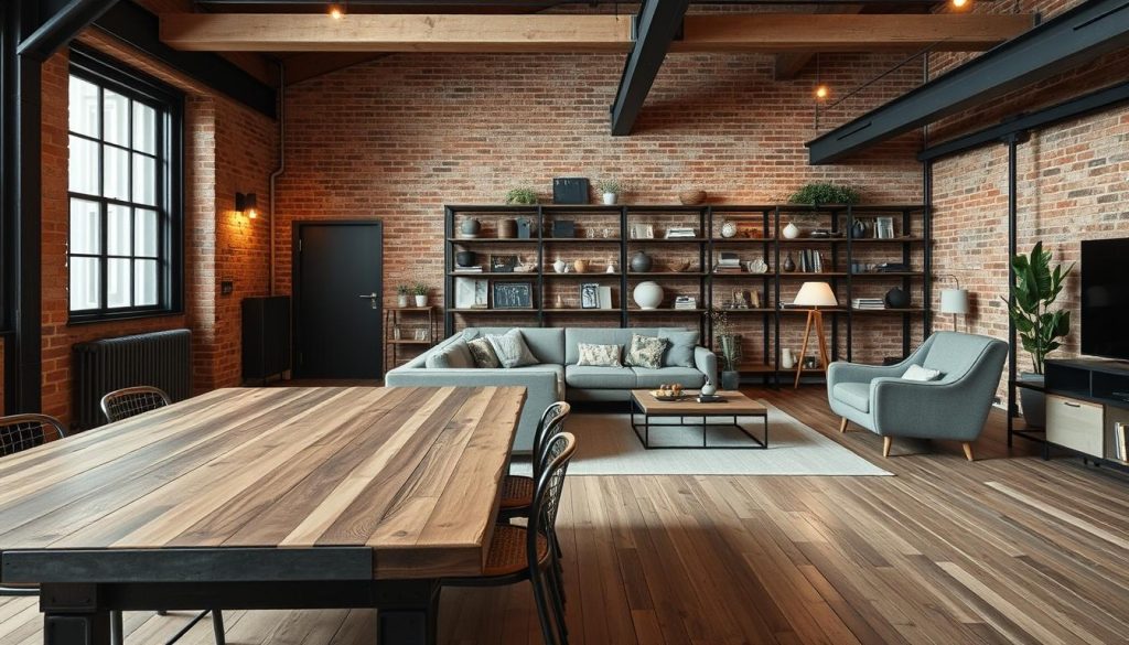 styl industrialny meble przemysłowe surowe materiały