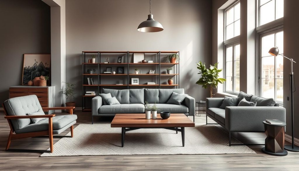 układy mebli w stylu skandynawskim i industrialnym